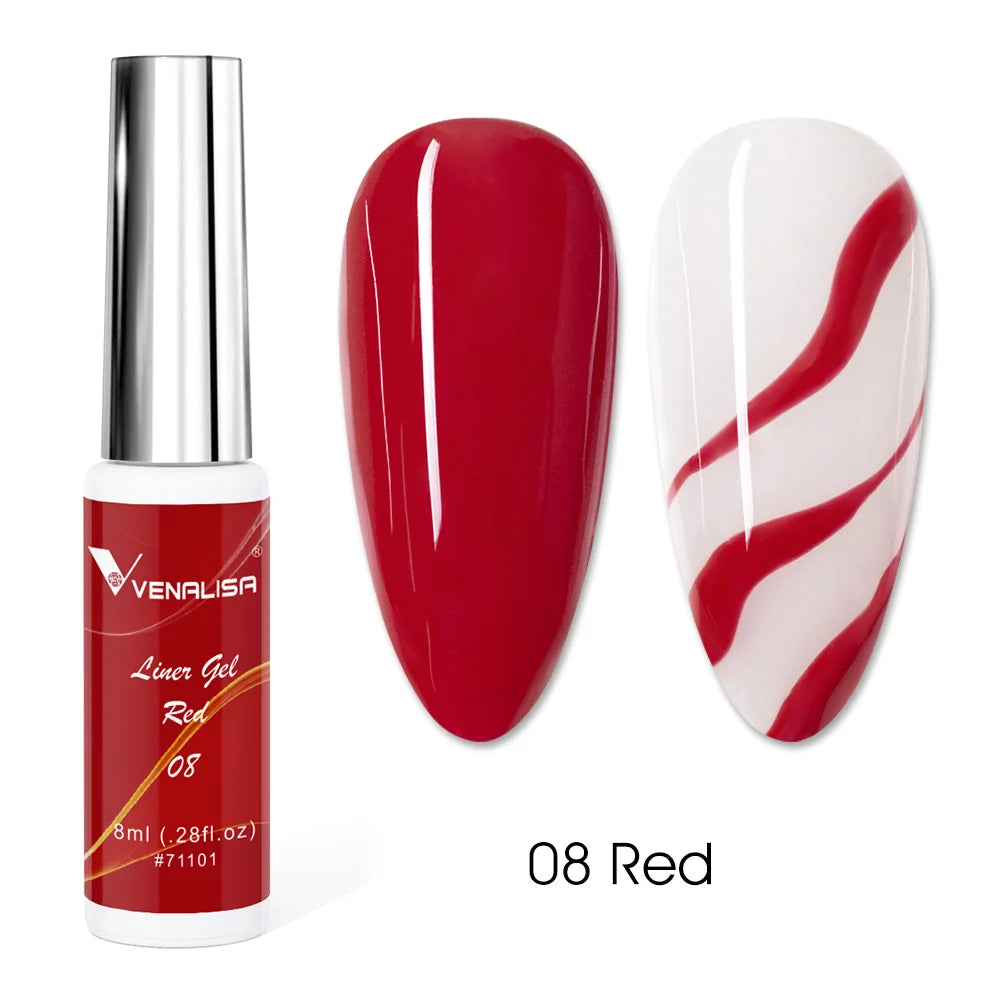 Venalisa Liner Gel 8ml French Nail Gel Polish UV LED Painting Gel Nail Art Design Gorgeous Glitter Color DIY Drawing Polish