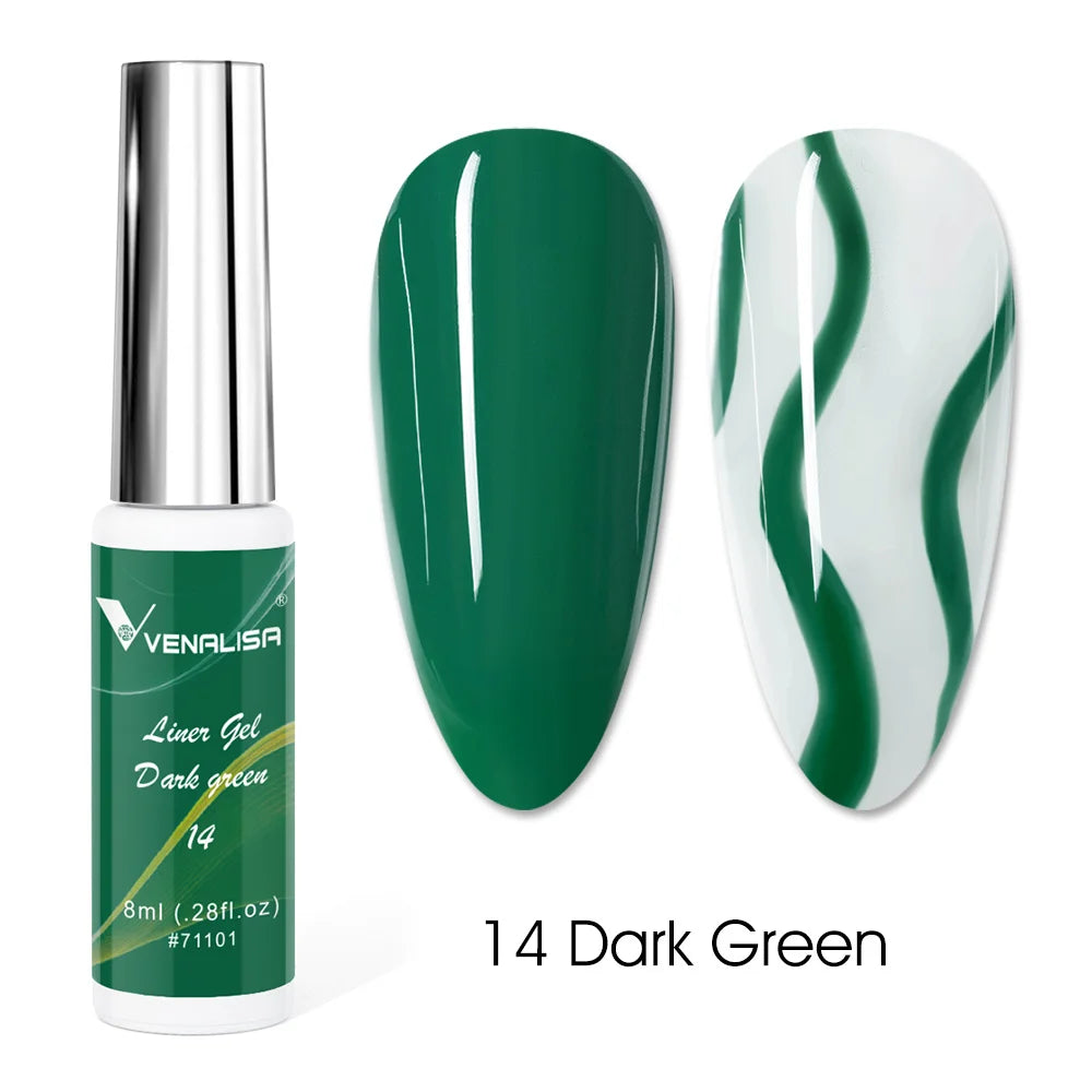Venalisa Liner Gel 8ml French Nail Gel Polish UV LED Painting Gel Nail Art Design Gorgeous Glitter Color DIY Drawing Polish
