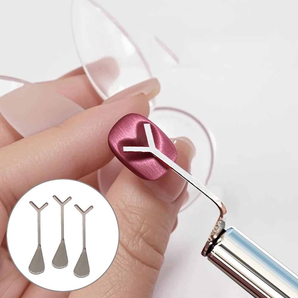 2pcs Love-shaped Nail Art Magnet Set Y-shape Iron Wire Cat Eye Magnetic Stick Strong Heart Pattern Magnetic Gel Polish Nail Tool