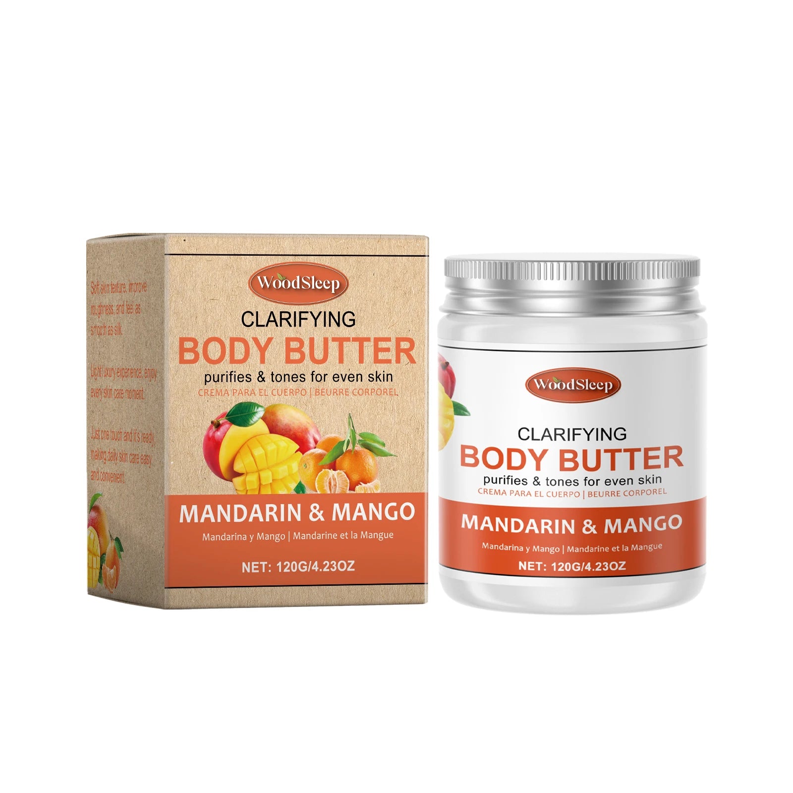 Woodsleep Coconut Body Butter Cream Long Lasting Smooth Skin Firming Anti Crack Honey Mango Papaya Moisturizing Body Cream 120g