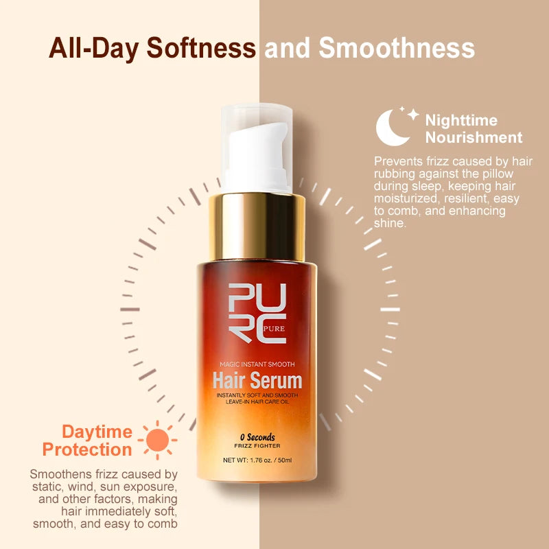 PURC Magic Instant Smooth Hair Serum Nourishing Repair Damaged Leave-In Hair Oil Anti-Frizz Softness Hair Care