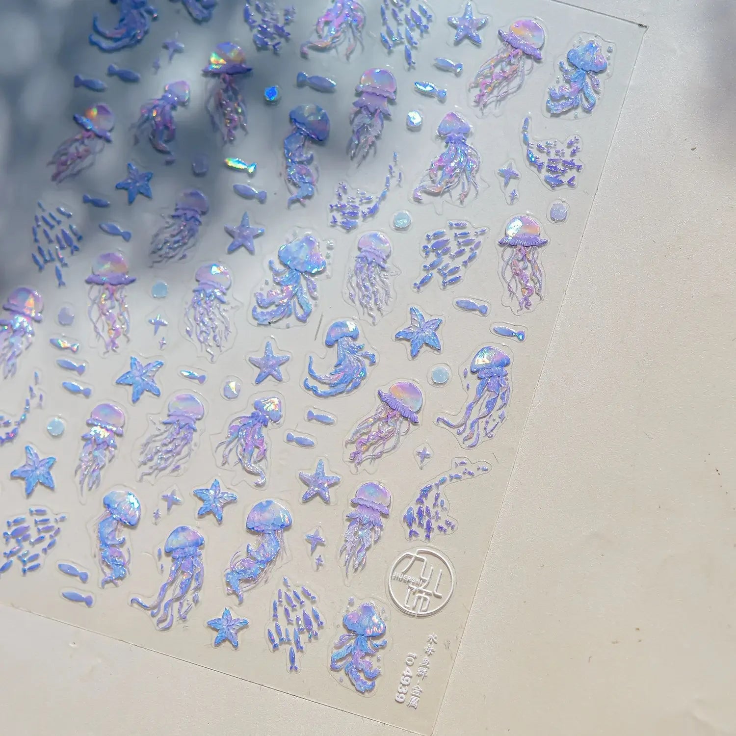 5D Deep Sea Fish Nail Art Stickers Shimmery Bubble Colorful Marine Life Nail Decals Summer Ocean Self Adhesive Manicure Decal