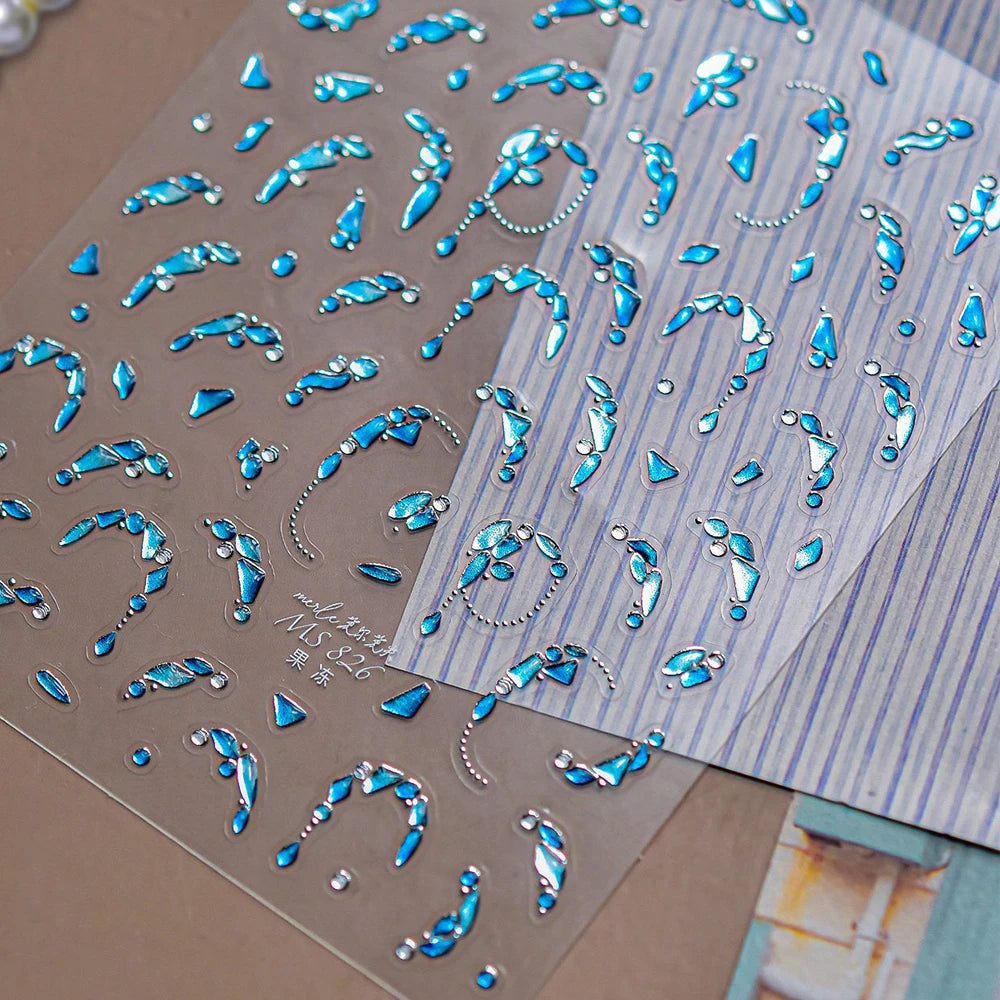 5D Deep Sea Fish Nail Art Stickers Shimmery Bubble Colorful Marine Life Nail Decals Summer Ocean Self Adhesive Manicure Decal