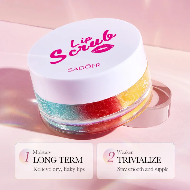 SADOER 3 Color Lip Scrub Cream Moisturizing Lips Plumper Hydrating Nourishing Lip Balm Lipstick Beauty Skin Care