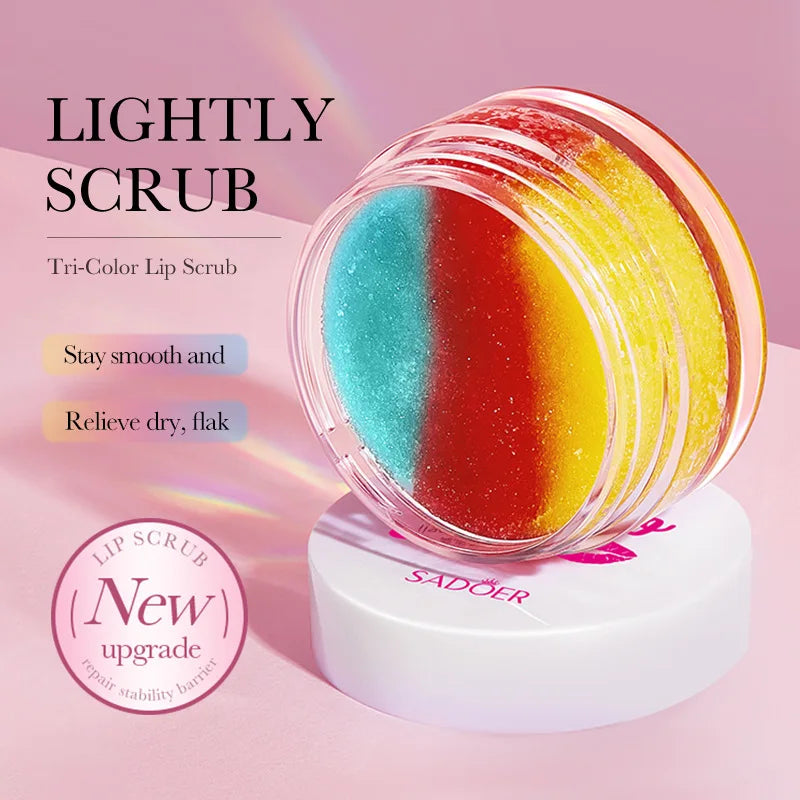 SADOER 3 Color Lip Scrub Cream Moisturizing Lips Plumper Hydrating Nourishing Lip Balm Lipstick Beauty Skin Care