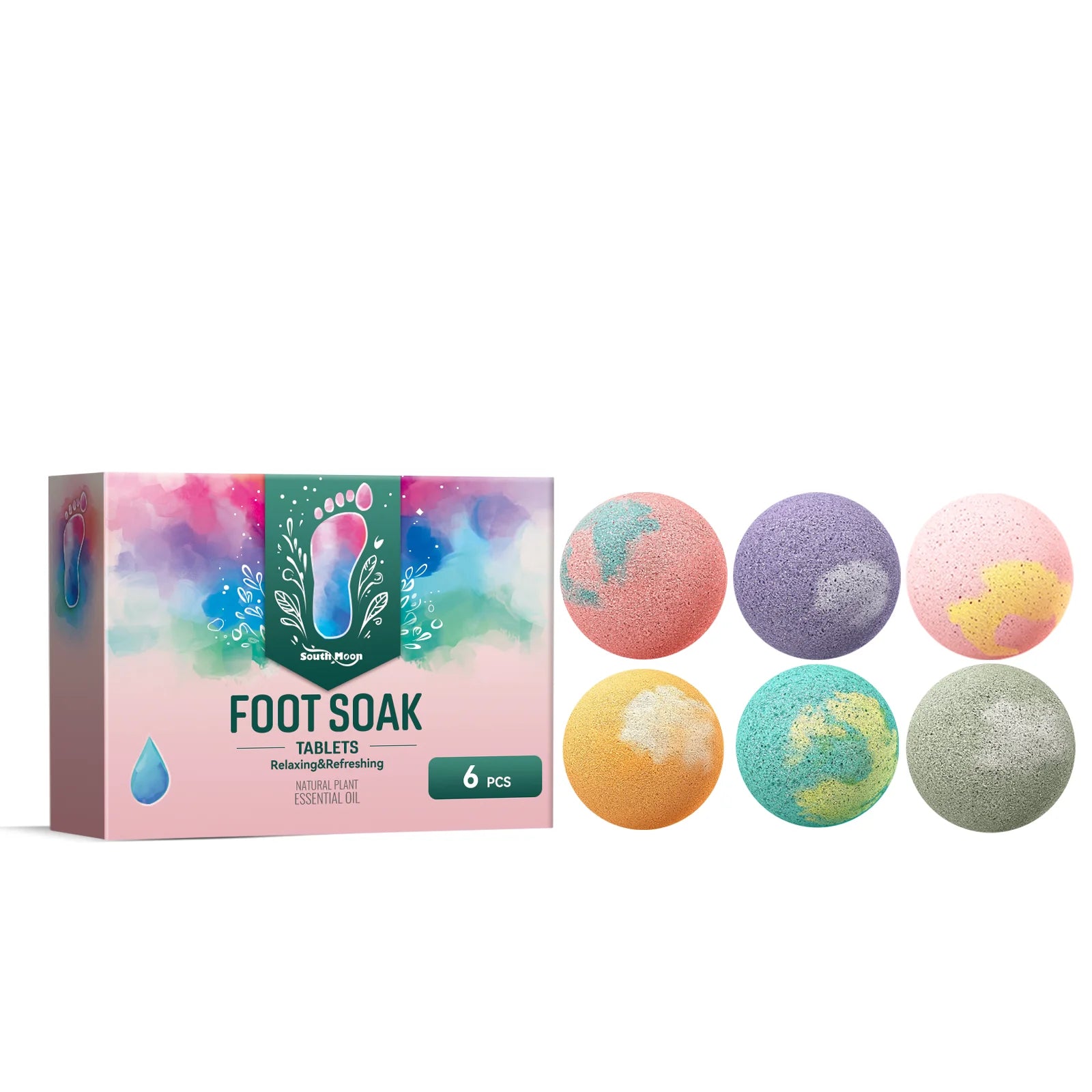 South Moon Foot Soak Tablet Relieve Fatigue Warmth Foot Soaking Promote Circulation Soften Cuticle Herbal Extract Feet Bath Ball
