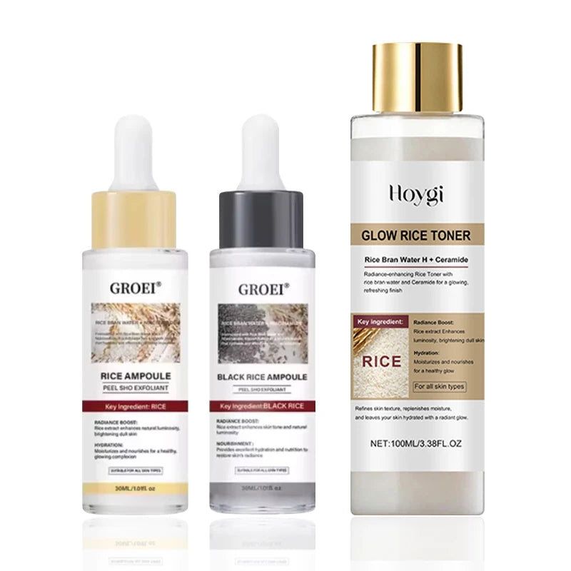 Peel Shot Ampule Set Rice Toner Moisturizing Facial Essence Glowing Skin Water-oil Balancing Essence Revitalizing Skin Dullness