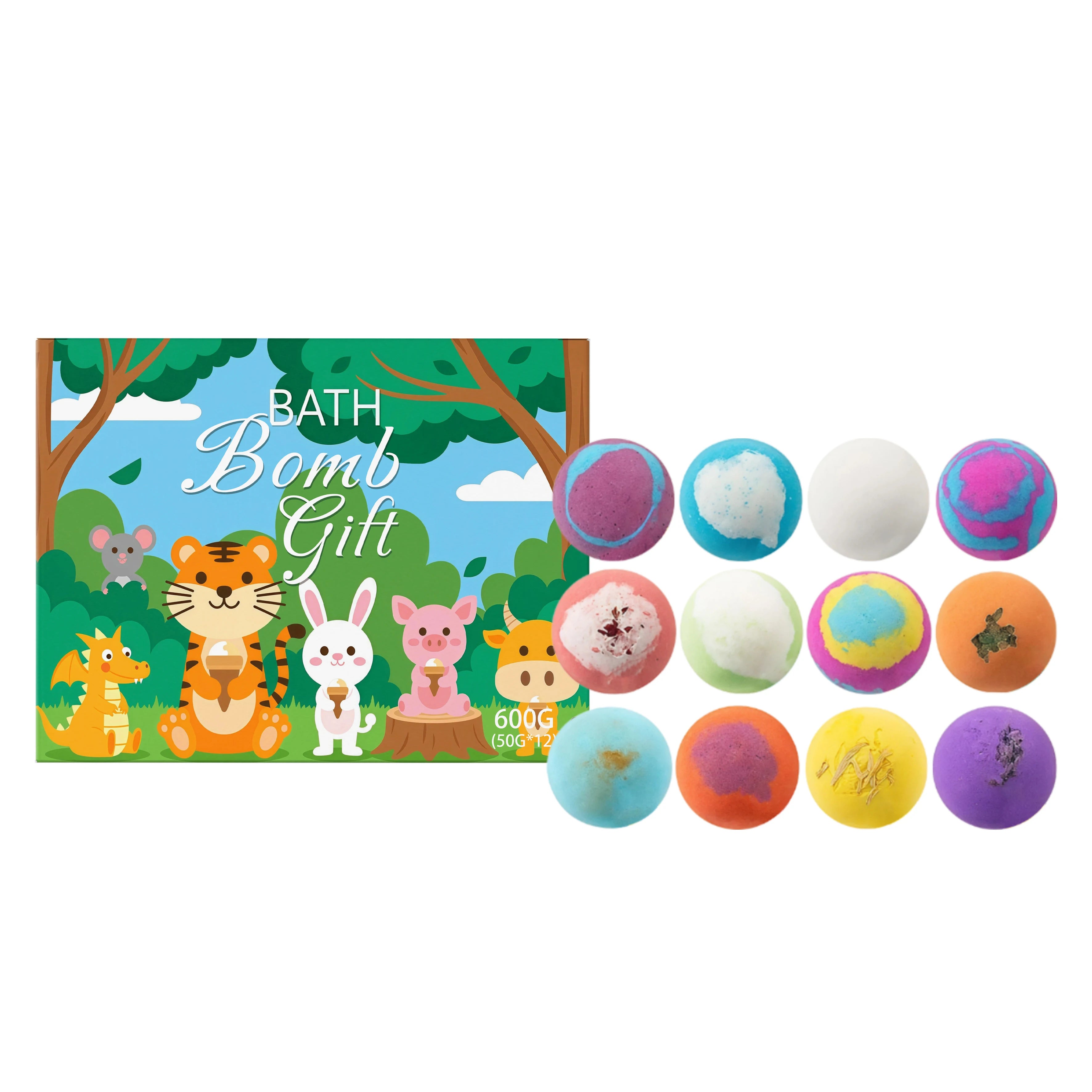 12pcs Bath Bombs Set with Surprise Toys Inside Natural Organic Bubble Bath Fizzies Balls Gift for Holiday Gift Set