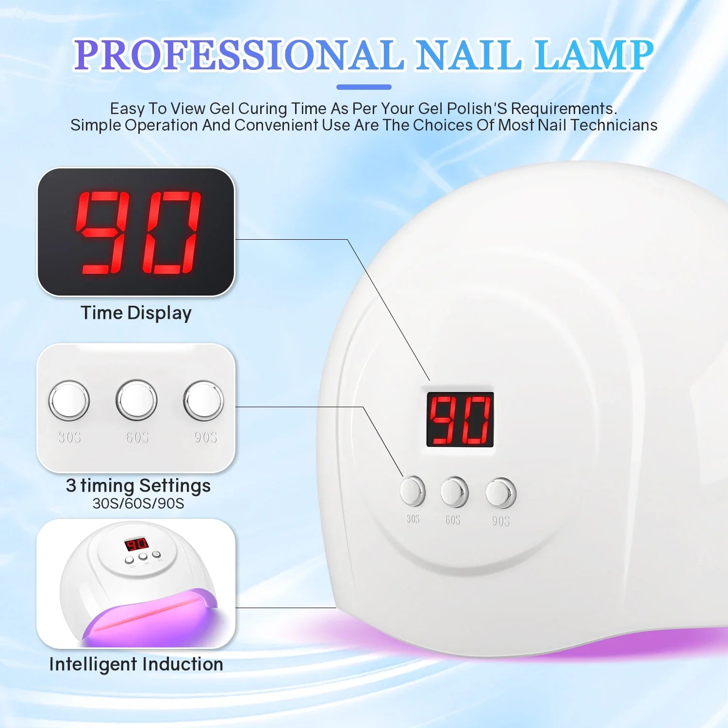 72W UV LED Nail Lamp 24 LEDs Nail Dryer with Infrared Sensor Quick-drying Manicure Lamp UV Cabin for Nail Salon Nail Art Tools