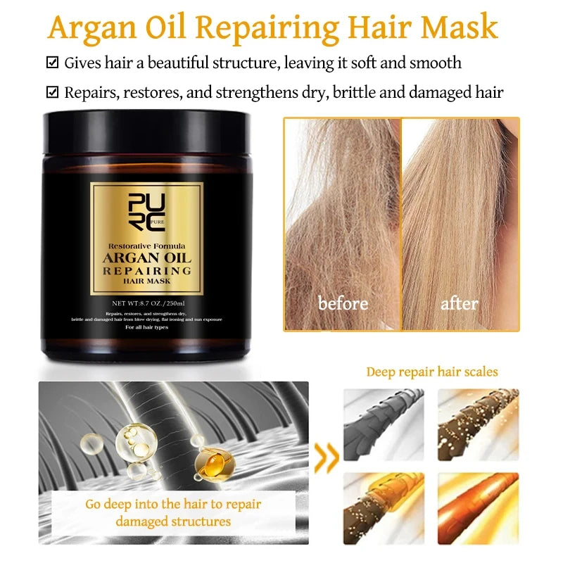 PURC Morocco Set Serum Smoothing Shampoo Conditioner And Repair Hair Mask Anti Dandruff Scalp Anti-Itch Hair Care Products Kit