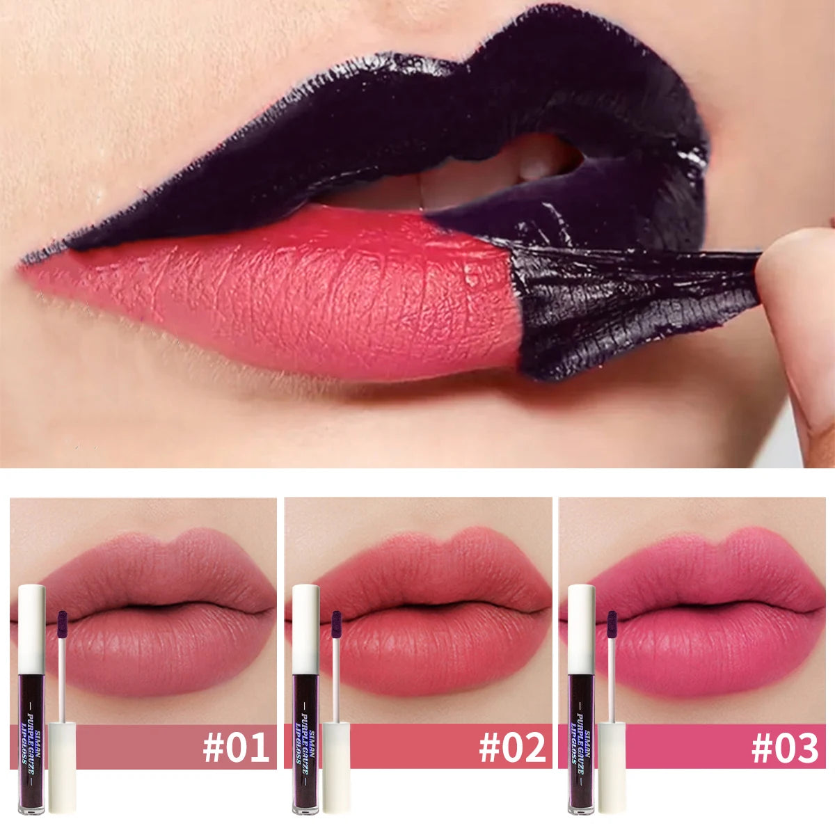 JUJU DREAM Peel Off Lip Stain Set, 3 Colors Long-Lasting Waterproof Pink Lip Tint, Transfer-Proof Non-Stick Cup Lip Makeup