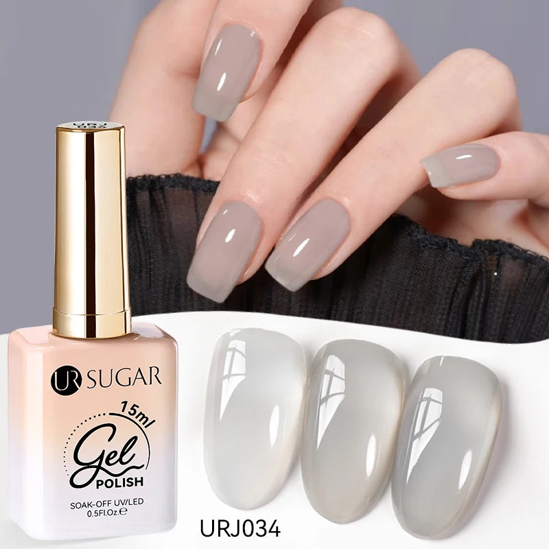 UR SUGAR 15ml Jelly Milky White Translucent Color Gel Polish Semi Permanent UV Gel Nail Art Soak Off Gel Varnish Latest Fashion