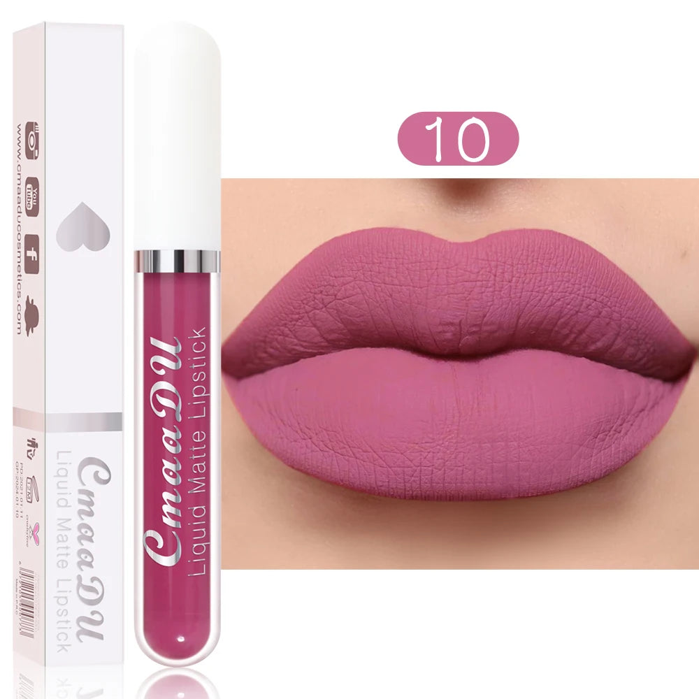 CmaaDu 1 Pcs Matte Lip Gloss Liquid Lipstick- Lip Stains with Long-Lasting Waterproof,  Adult Age Range, Red Tones Easy to Color
