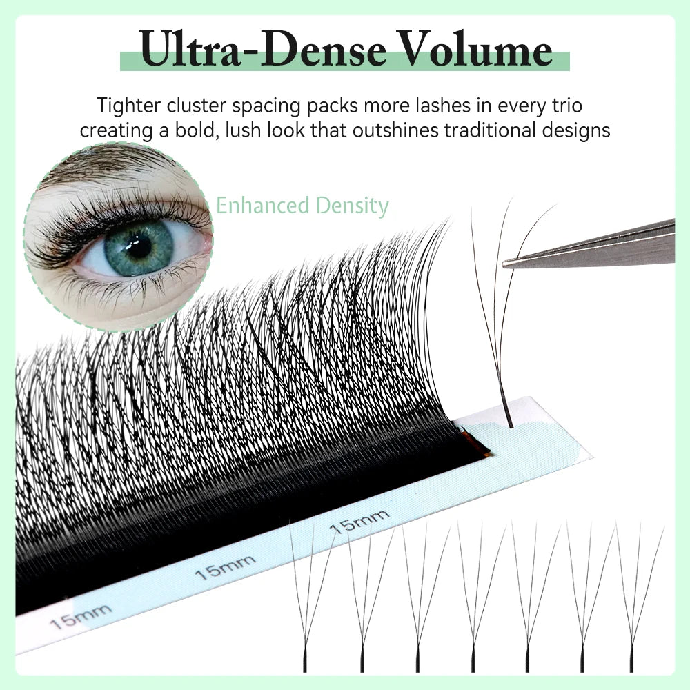 Yelix 3D Lashes Smaller Spacing 3D W Shape Eyelash Extension Premade Volume Fan Lashes Natural Soft Narrow 3D W Lashes