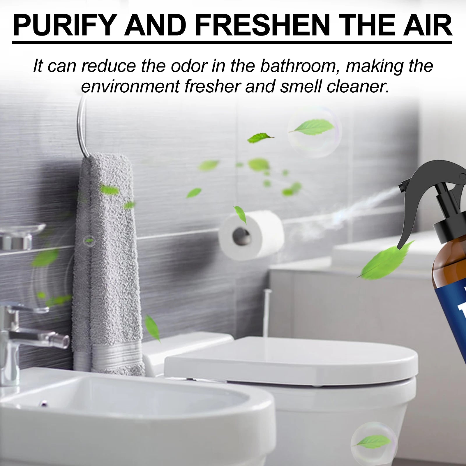 Bergamot Bathroom Deodorizer Spray Multi-functional Air Freshener for Kitchen Bedroom Interior Household Air Purification Spray
