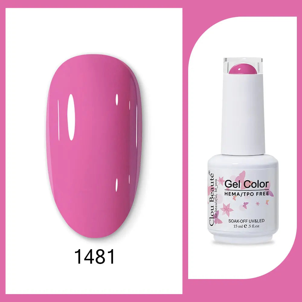 Clou Beaute 15ml Red Black White Green Neon Gel Nail Polish Base Top Coat Velvet Top 400 Colors Semi Permanent Gel Nail Varnish