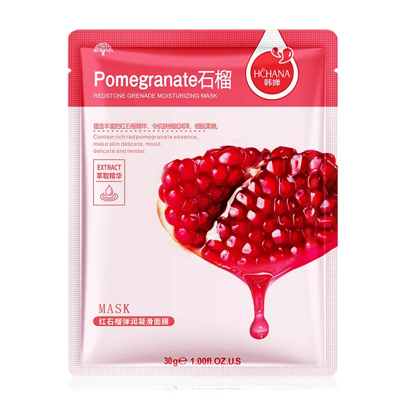 10pcs Natural Plant Facial Mask Moisturizing Oil Control Anti-Aging Fruit Aloe Korean Sheet Face Mask Beauty Skin Care Prodcuts