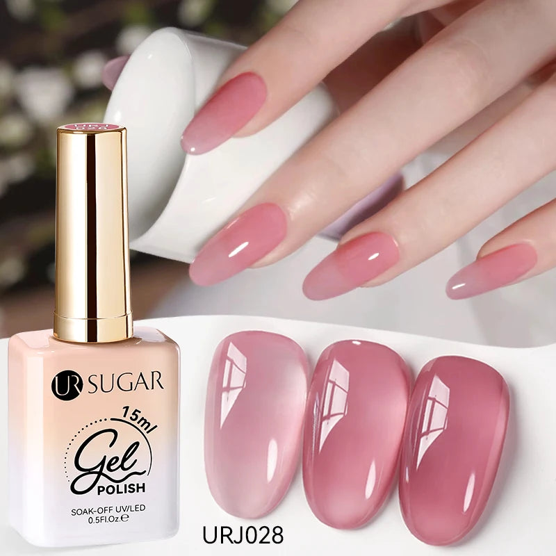 UR SUGAR 15ml Jelly Milky White Translucent Color Gel Polish Semi Permanent UV Gel Nail Art Soak Off Gel Varnish Latest Fashion
