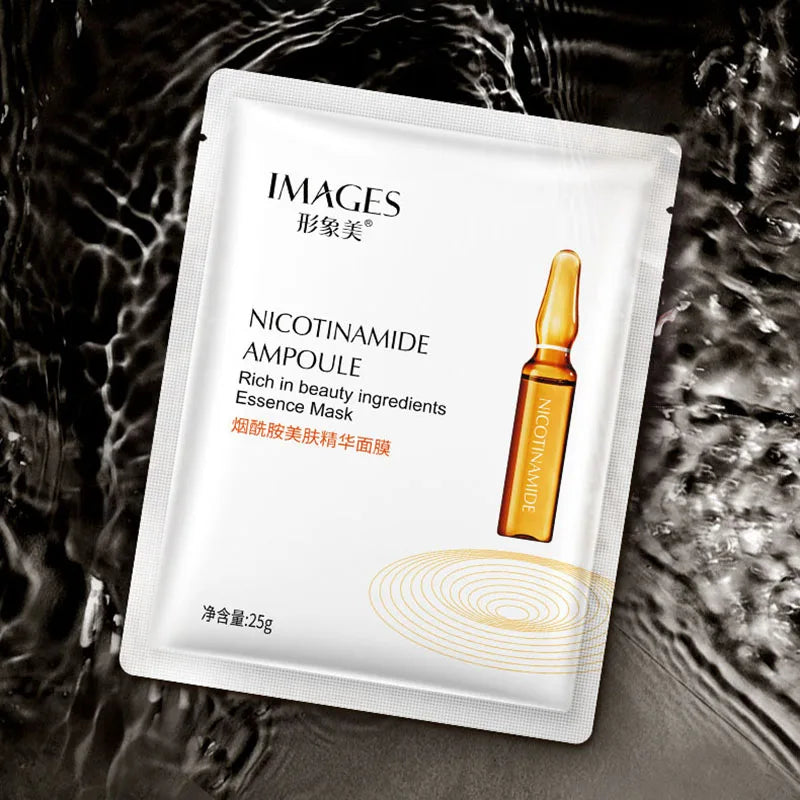 IMAGES 10pcs Hyaluronic Acid Niacinamide Facial Mask Moisturizing Shrinking Pores Face Sheet Mask Anti Wrinkle Beauty Skin Care