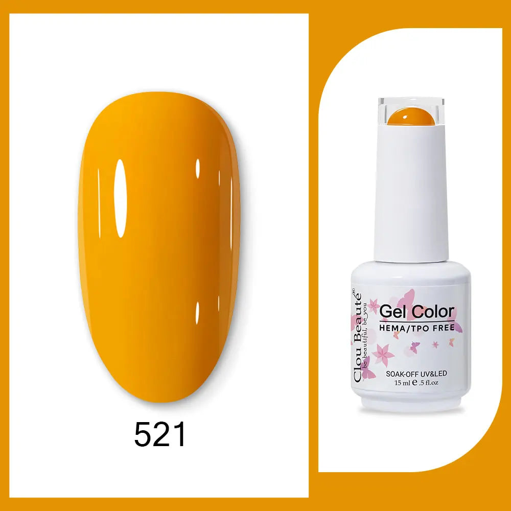 Clou Beaute 15ml Red Black White Green Neon Gel Nail Polish Base Top Coat Velvet Top 400 Colors Semi Permanent Gel Nail Varnish