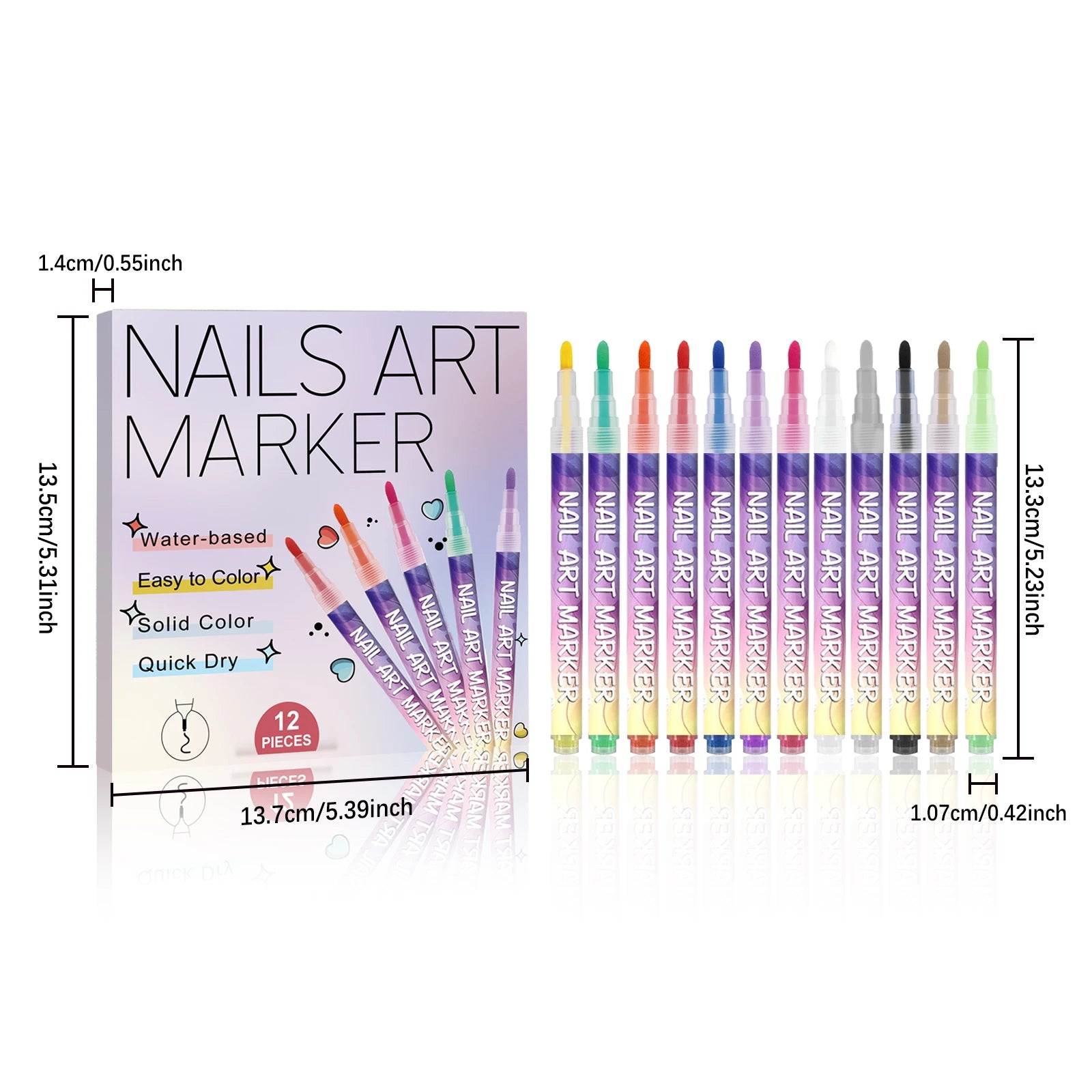 12pcs/Set Nail Art Graffiti Pen DIY Nail Art Painting Pens Abstract Lines Fine Design Multi-Color Drawing Nail Painting Tools