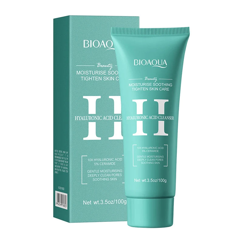 BIOAQUA Hyaluronic Acid Facial Cleanser Moisturizing Face Wash Foam Anti-aging Face Cleanser Facial Skin Care Products