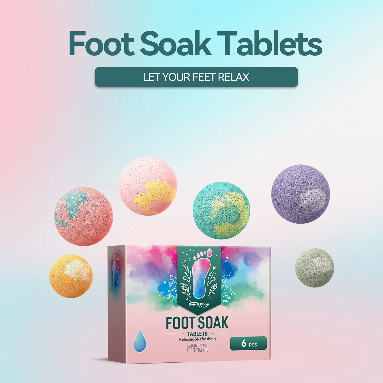 South Moon Foot Soak Tablet Relieve Fatigue Warmth Foot Soaking Promote Circulation Soften Cuticle Herbal Extract Feet Bath Ball